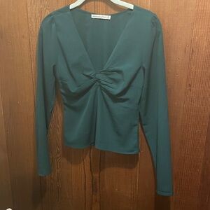 Abercrombie & Fitch Teal Knot-Front Long Sleeve Top